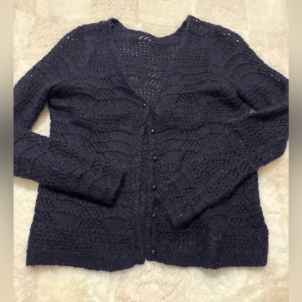 Sezane Navy Blue Knit Cardigan
